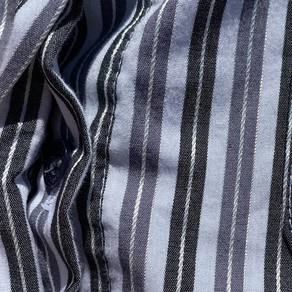 ANTILIA FEMME Black/White/Silver/Grey Striped Blouse, Size Large. - Picture 6 of 6